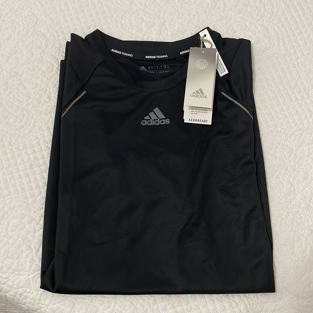 ADIDAS TRAINING SHIRT. Color: Black. Size: Large.